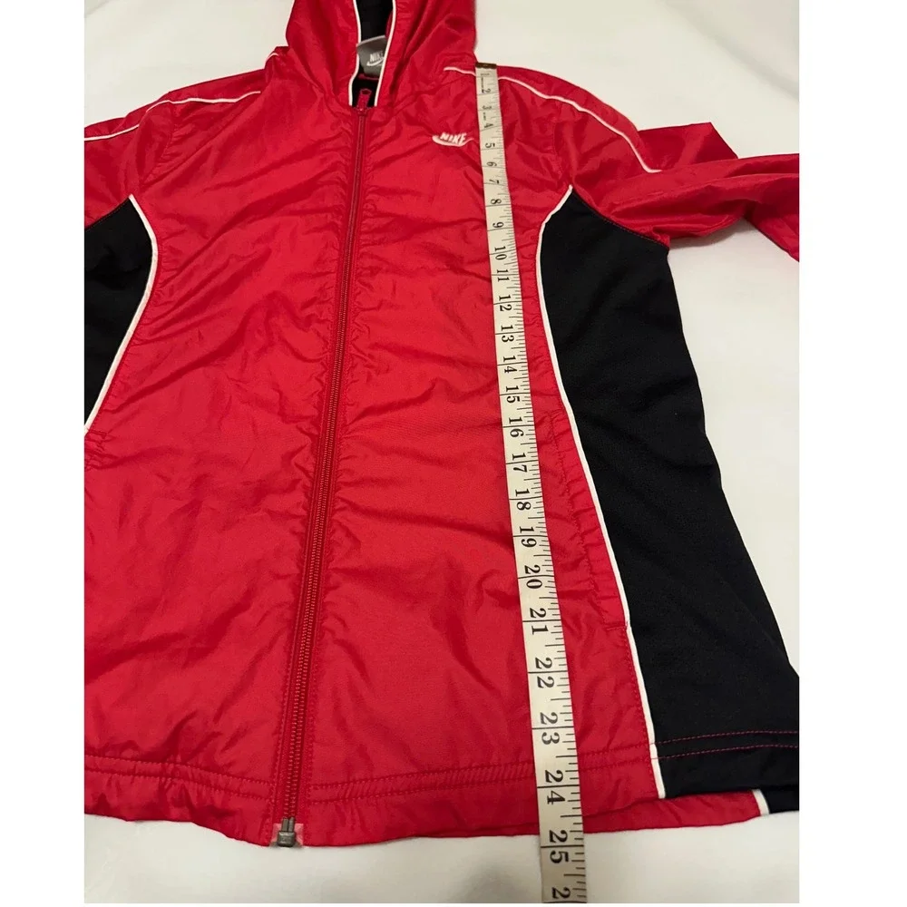 Vintage Nike Y2K Gray Tag Red Black Windbreaker Hooded Jacket Women Small 379455